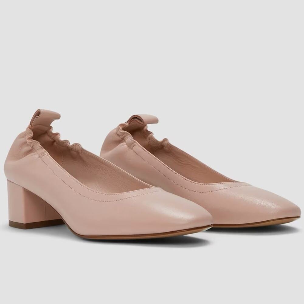 Everlane The Day Heel Blush Pink Leather Block Heel Size 9 Sustainable NWOB